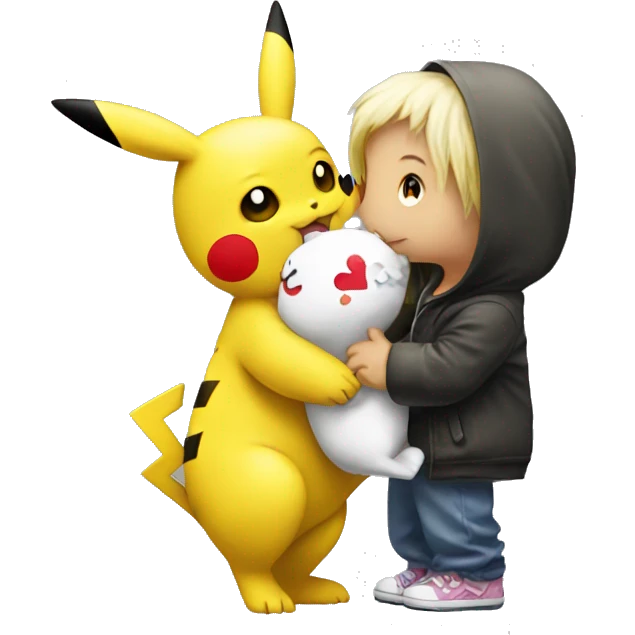 pikachu kissing hello kitty emoji