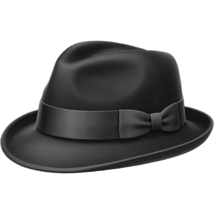 fedora, isolated, transparent background, black emoji
