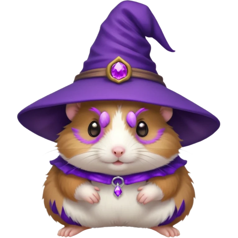 cute hamster wearing a small purple witch hat emoji