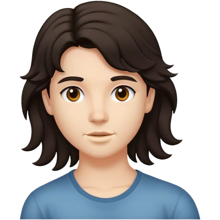 matt girl with mullet wavy dark hair emoji