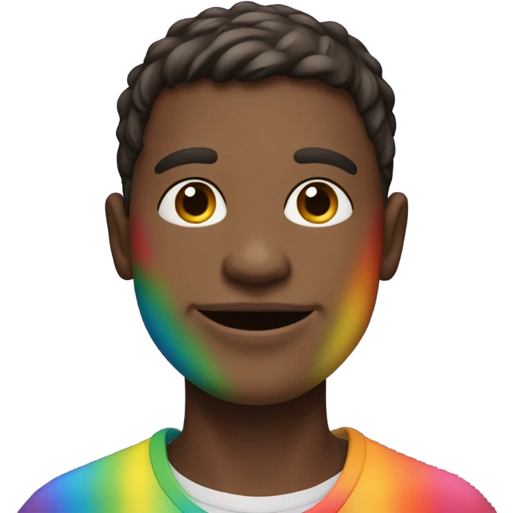 a guy with rainbow skin emoji