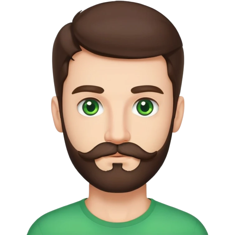 brunette boyfriend with beard and mustache and green eyes had huge brain emoji
