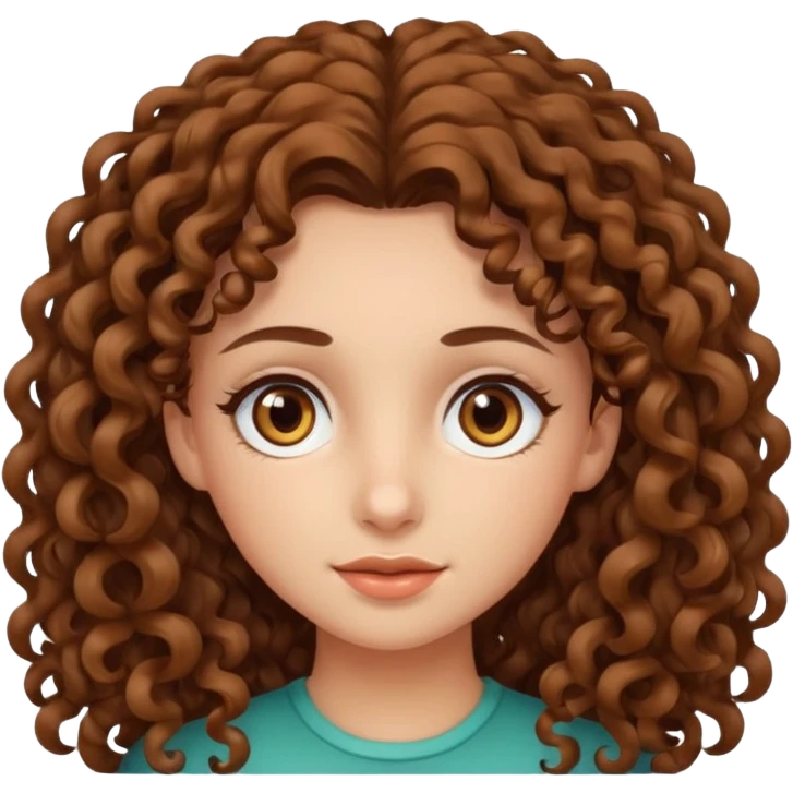 Long curly haired girl with hazel eyes and brown hair  emoji