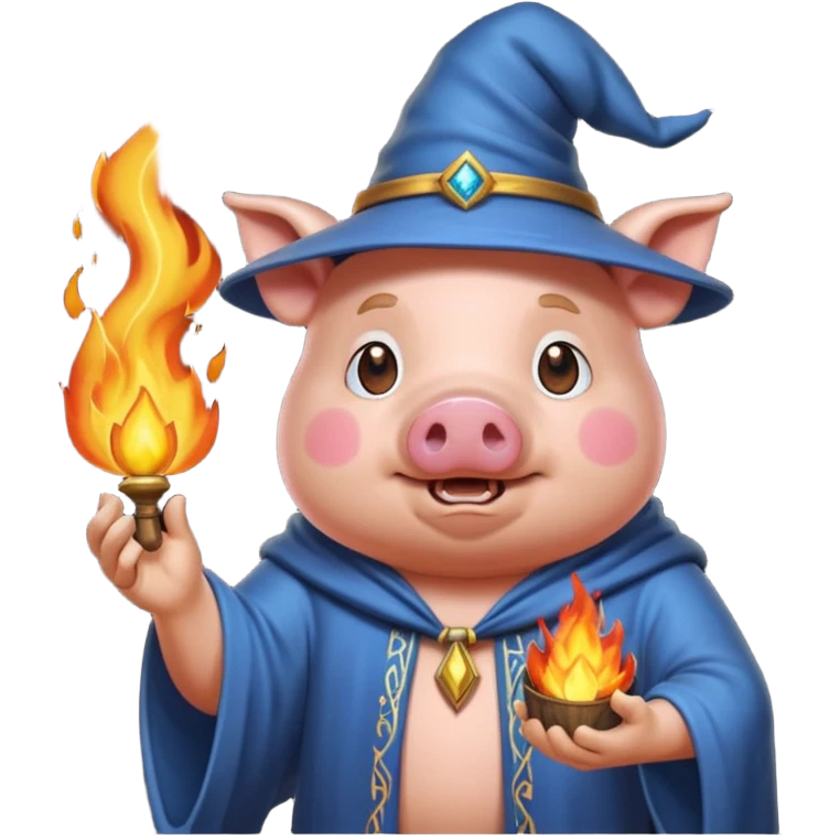 wizard pig summoning fire emoji