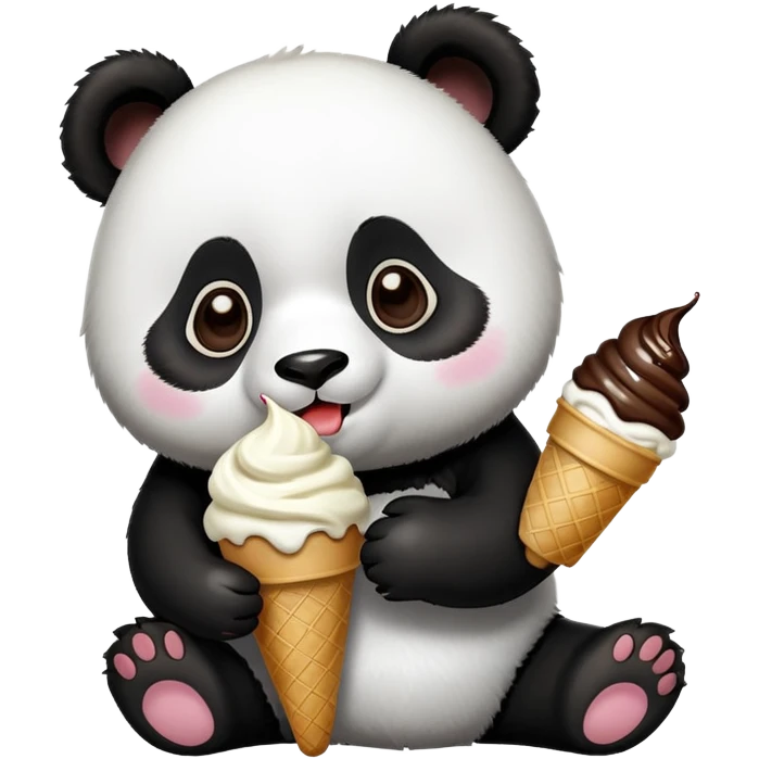 Panda eating ice cream emoji