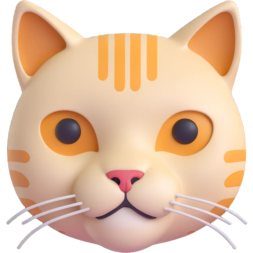 3D emoji style cat head only with neutral face inspired by Cardano logo for a crypto project emoji