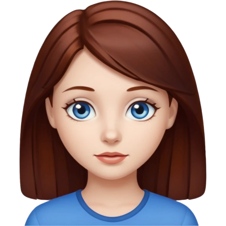 pretty girl with dark reddish brown hair and blue eyes  emoji