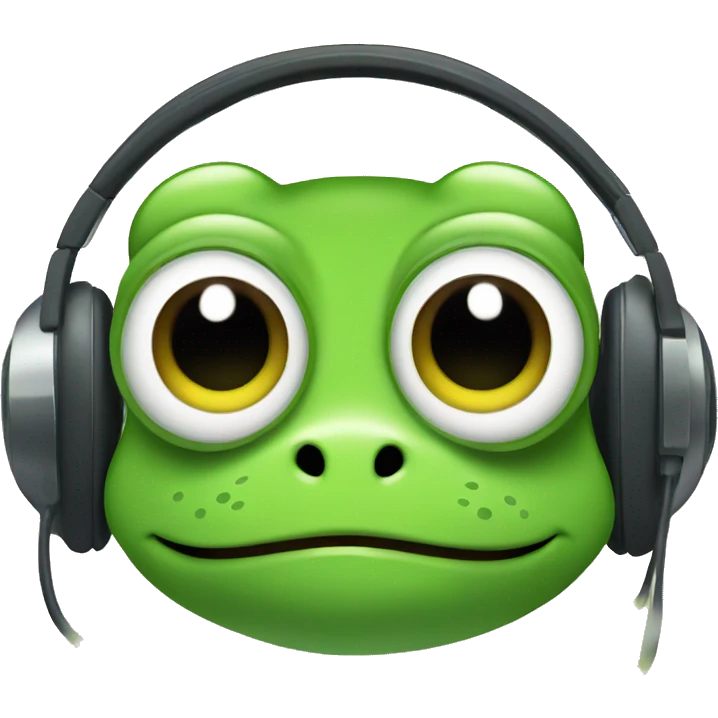 Cute green frog with headset emoji