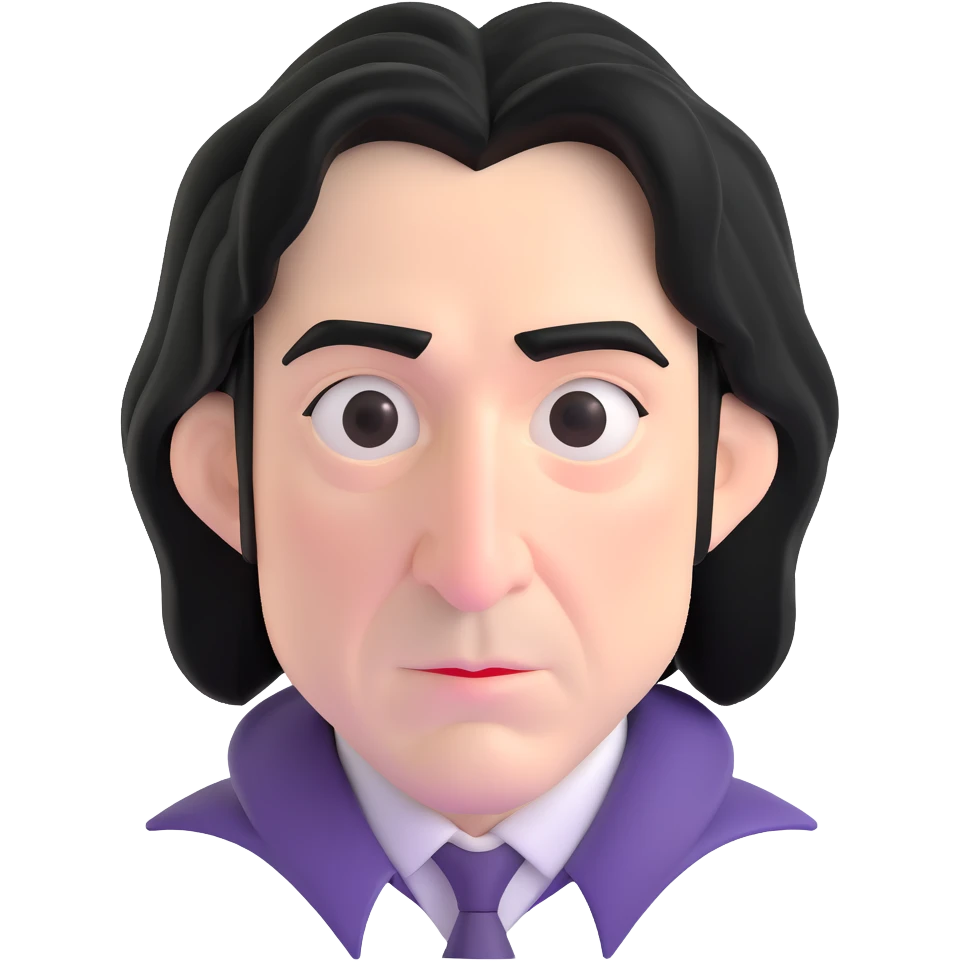 Professor Snape with hooked nose and black hair emoji