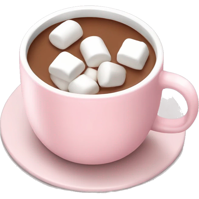 Light Pink mug of hot chocolate with marshmallows  emoji