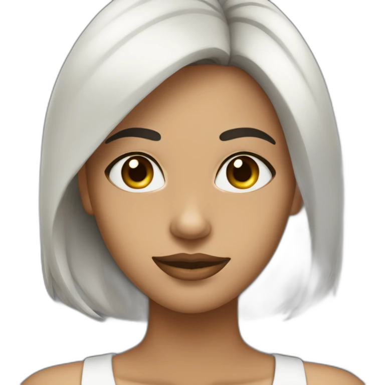 Mujer piel muy blanca,pelo negro y suelto,ojos negros,cara hermosa emoji