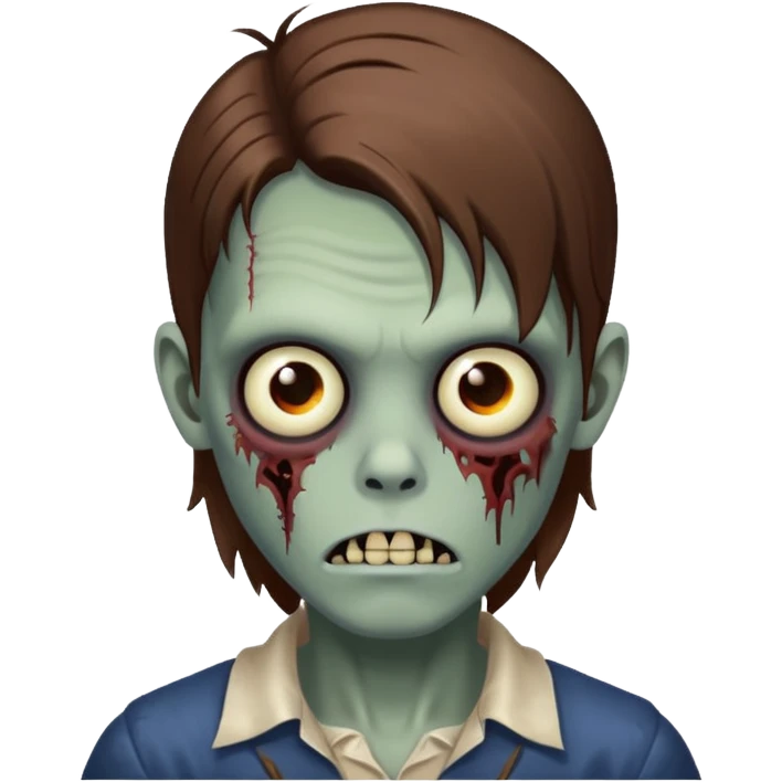 zombie boy with long brown hair emoji