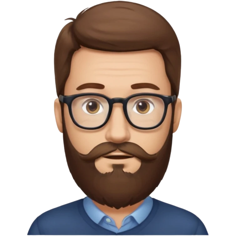 HOMME CHEVEUX BRUN LONGUE BARBE LUNETTE emoji
