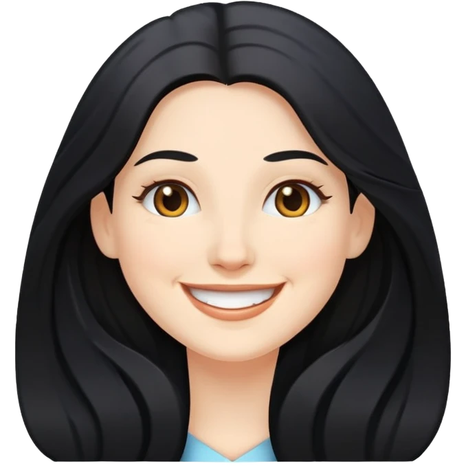 white woman with long black hair, smiling emoji