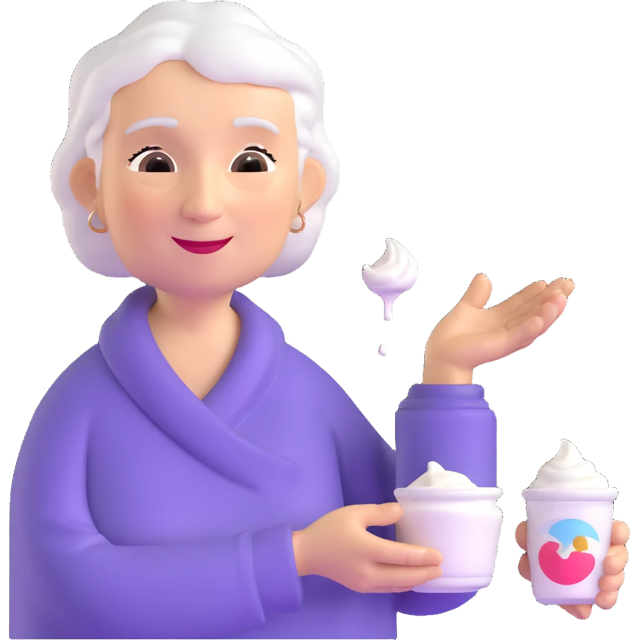 grandmother offering yogurt emoji