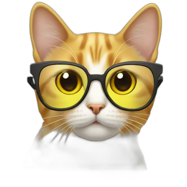 cat wearing yellow transparent glasses emoji