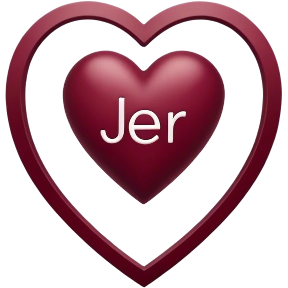 Burgundy heart with the letters Jer in the middle  emoji