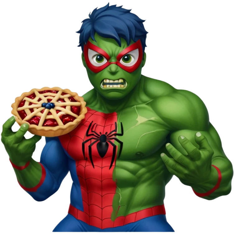 Homem aranha levando torta na cara de Hulk emoji
