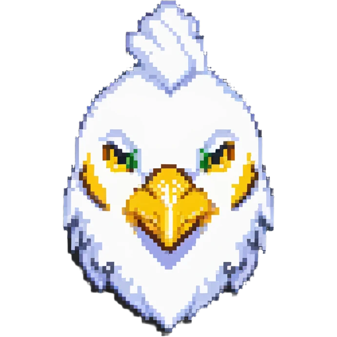 ultra-minimal blocky chicken head emoji with only 2 large square pixels: one white for the head, one yellow for the beak, extremely simple and abstract, matching Minecraft palette emoji