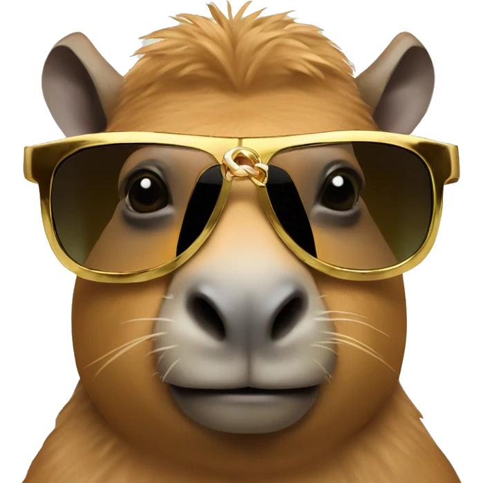 A capibara with dollar sunglasses and a gold chain emoji