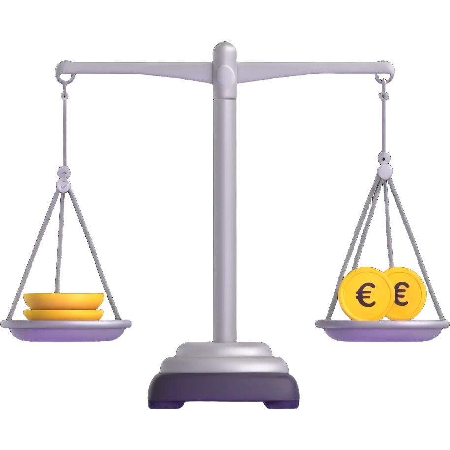 balance scale with euro symbol in the pans emoji