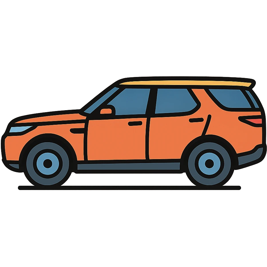Land Rover Discovery 5 side-on facing left, iconic shape icon style, no background emoji