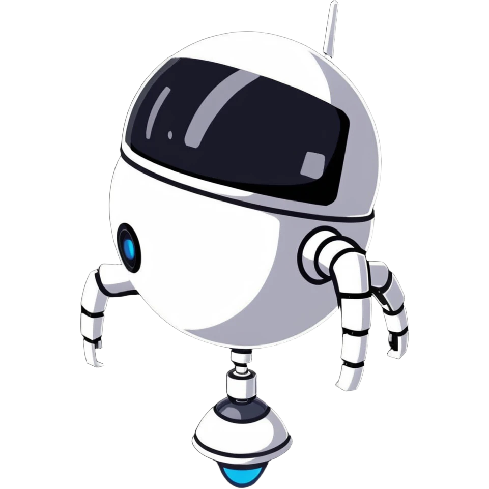Tall surveillance robot with rotating sensor dome and floating limbs emoji