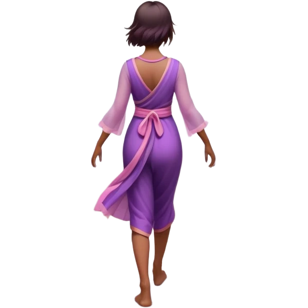 A small figure walks back across a foggy bridge, holding soft pink and purple orbs in each hand—symbolizing compassion and forgiveness. A gentle heart aura trails behind them, showing healing in motion. emoji