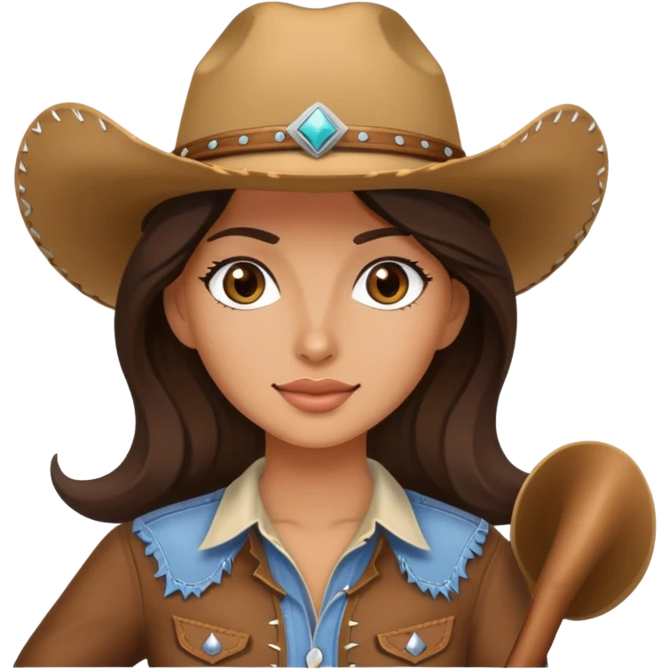 brunette girl with cowgirl hat emoji