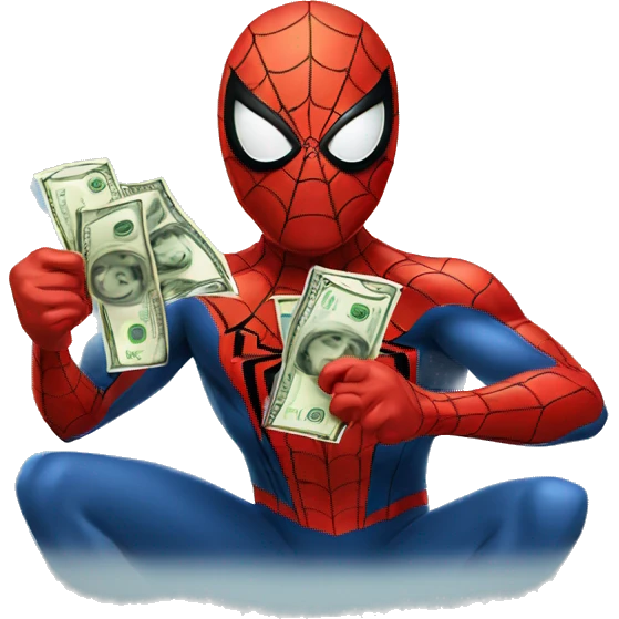 spiderman holding money emoji