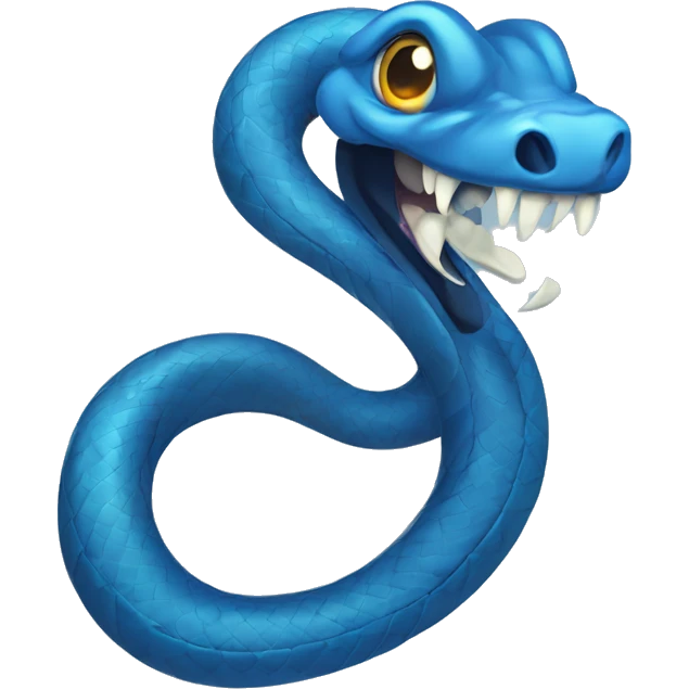 Blue snake with fangs and big eyes emoji