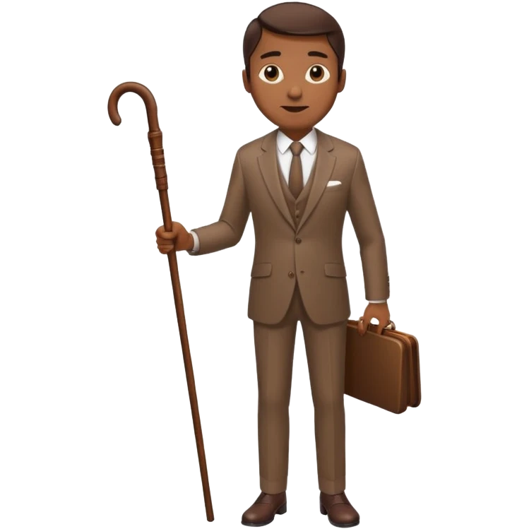 Give me a brown suit with stick  emoji