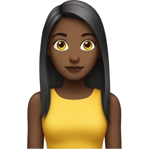 a black girl with straight hair and a yellow dress emoji