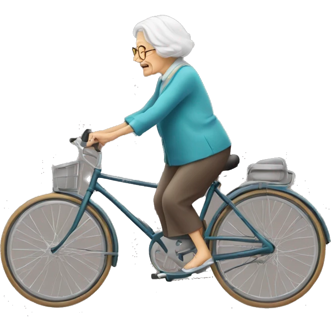 old lady lay down with bicycle emoji