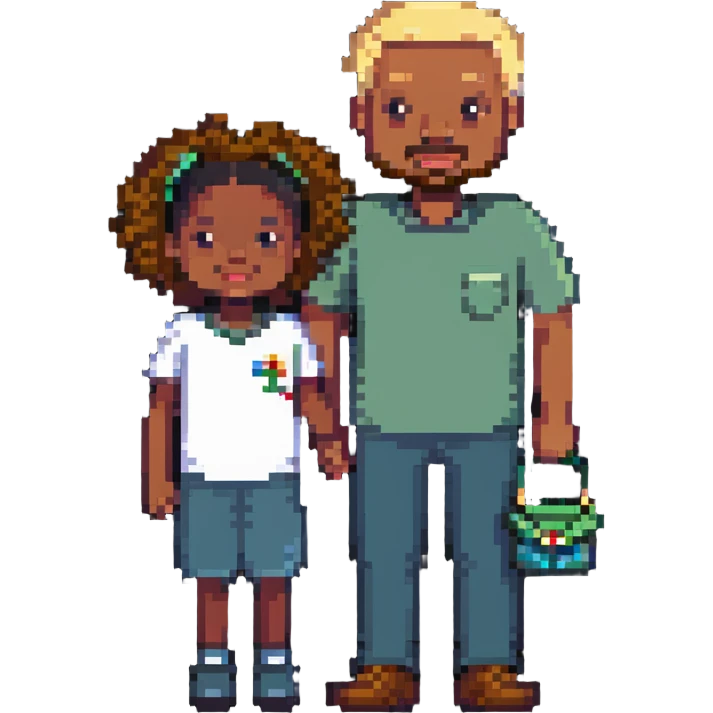 family with white dad, black mom, and black child emoji