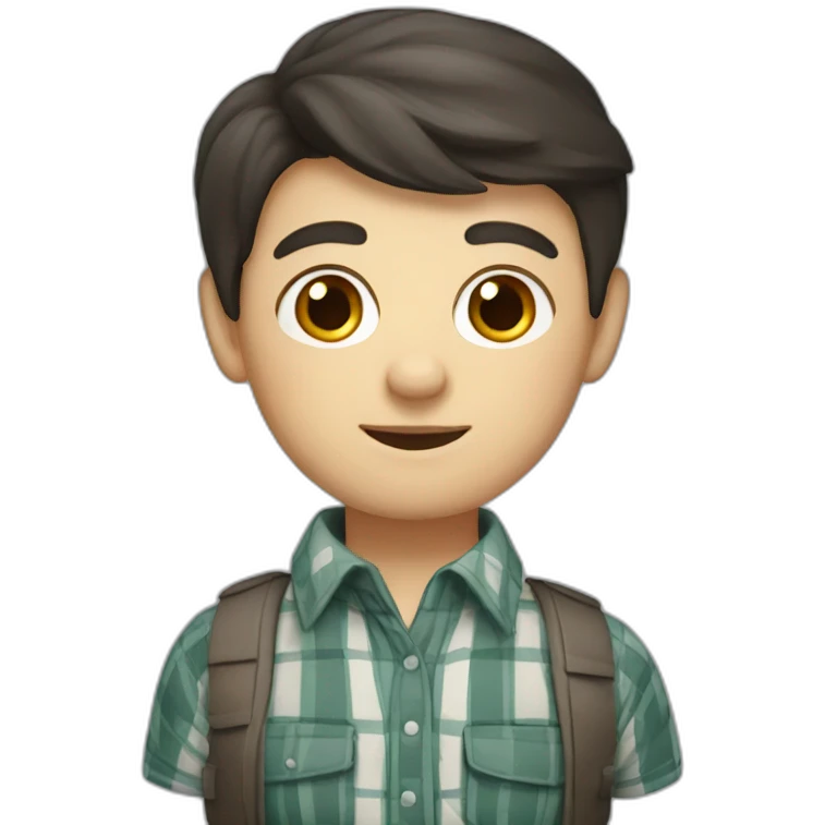 German dark hair teacher with a plaid shirt emoji