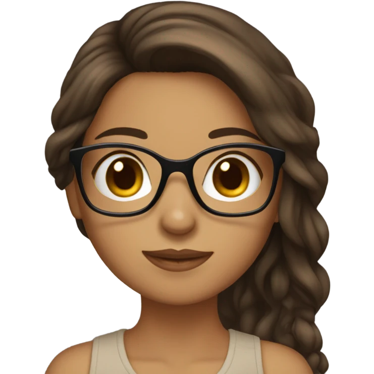 Hispanic, long Brown haired, girl with glasses holding tan yorkie emoji