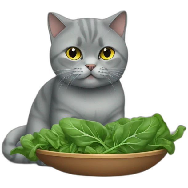british shorthair cat eating spinach emoji