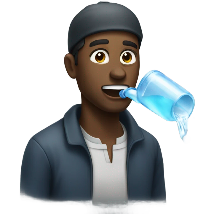 black man emoji spitting out water emoji