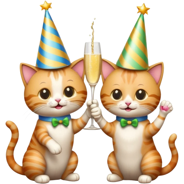 two cats cheers champagne emoji
