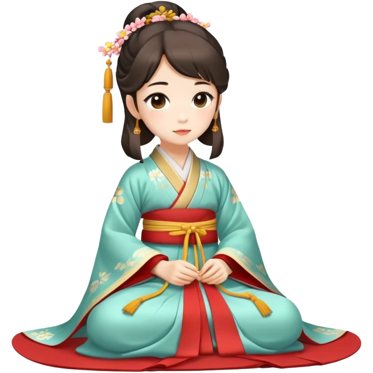 Beautiful girl in Hanfu sitting on the ground emoji