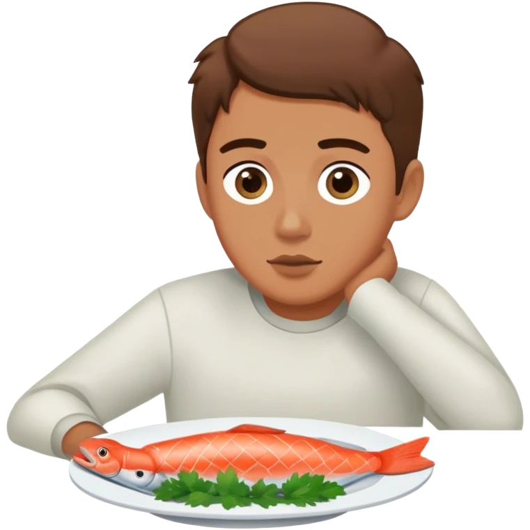Brice watching Joseph eat salmon emoji