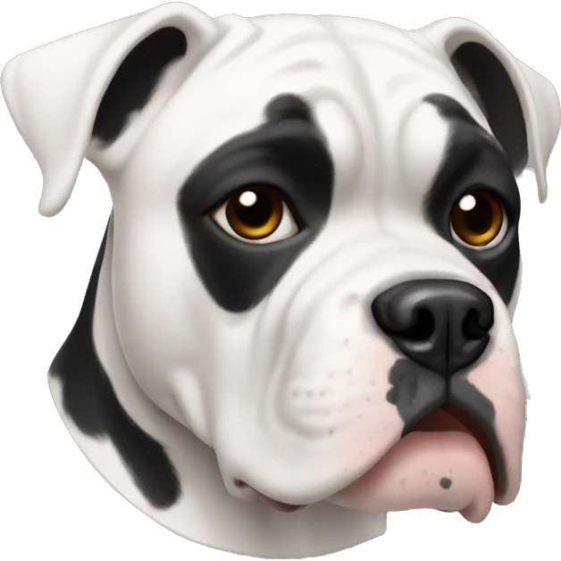 american bulldog, black and white with black ears and a patch around eye emoji