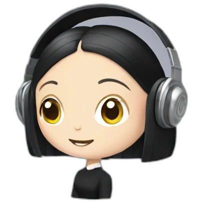 Dancing Wednesday addams with headphone emoji
