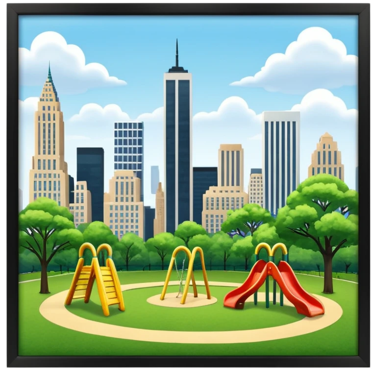 Make Central Park with a playground and skyscrapers in the background  emoji