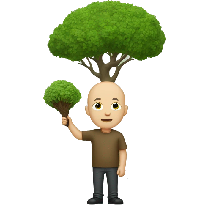 Bald man eating a tree emoji