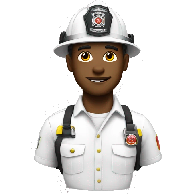 white firefighter with nametag smith emoji