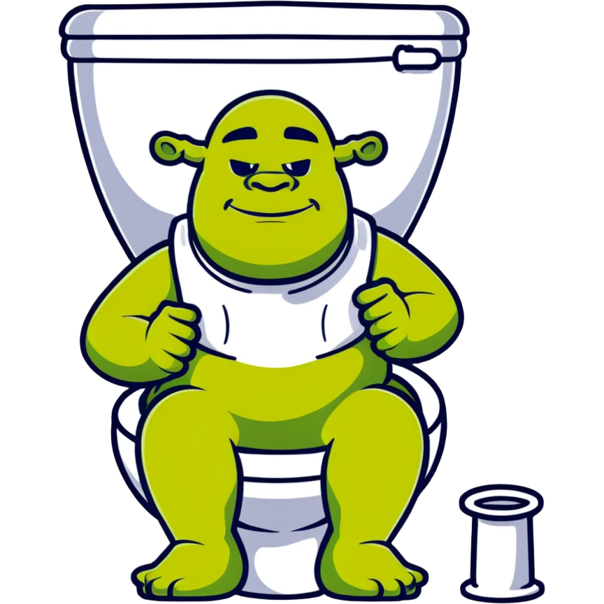 Shrek sitting on top of a toilet emoji