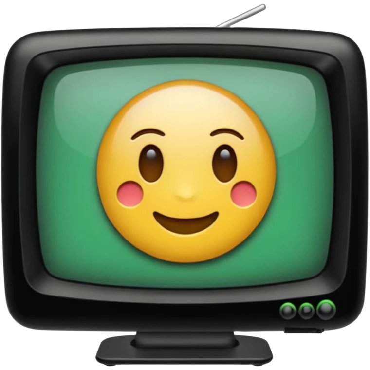 черный телевизор с зеленым экраном и пиксельным рисунком на экране emoji