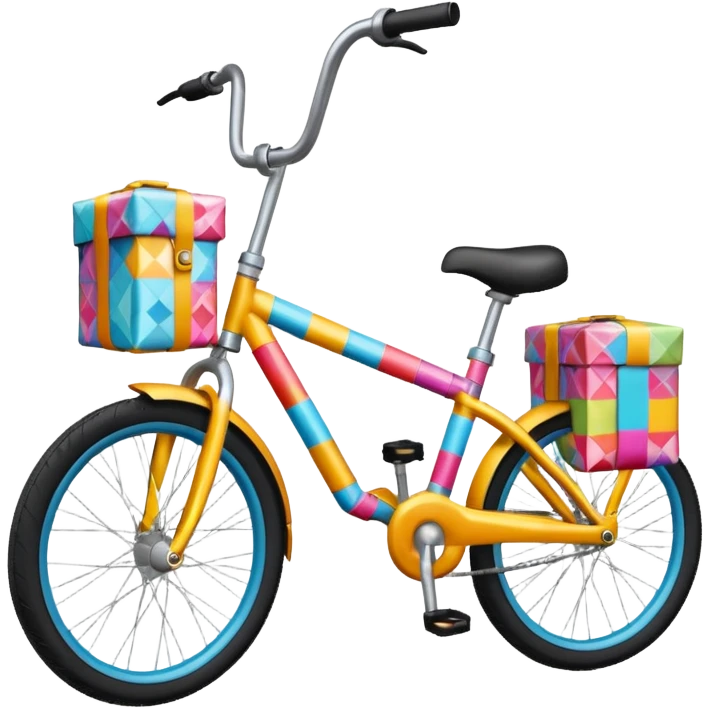 Bike wrapped in wrapping paper emoji